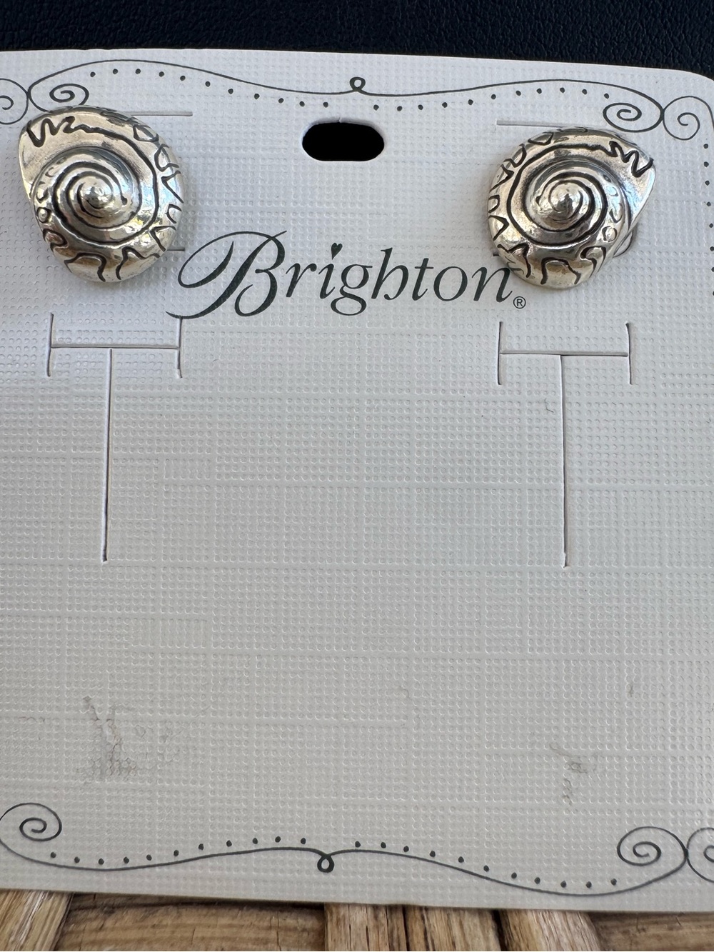 Brighton Silver Spiral Seashell Stud Earrings